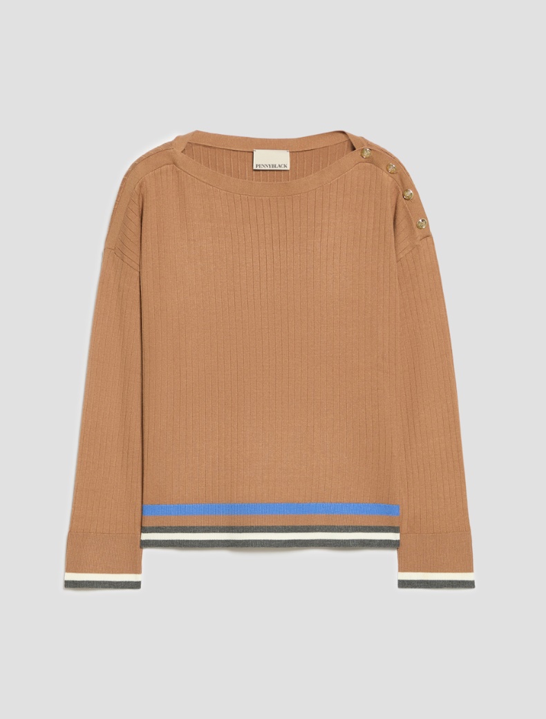 Button-detail rib-knit jumper - Pennyblack - 2