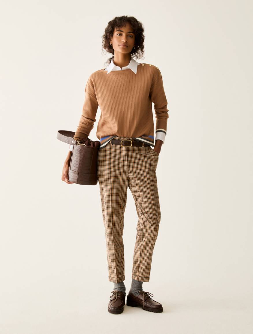 Button-detail rib-knit jumper - CAMEL - Pennyblack - 5