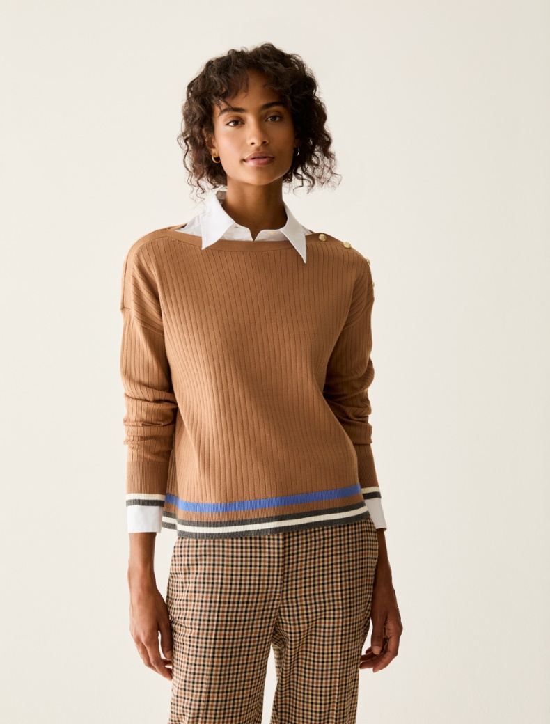 Button-detail rib-knit jumper - Pennyblack