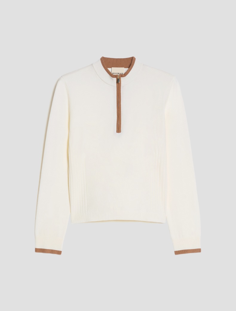 Slim fine-knit mock polo-neck jumper - Pennyblack - 2