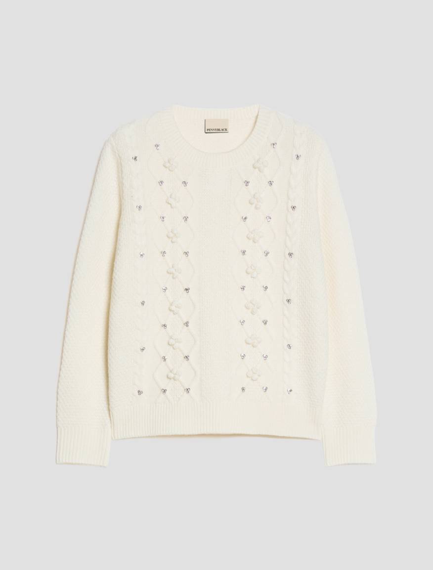 Diamond and Rhinestone Jumper - IVORY - Pennyblack - 2