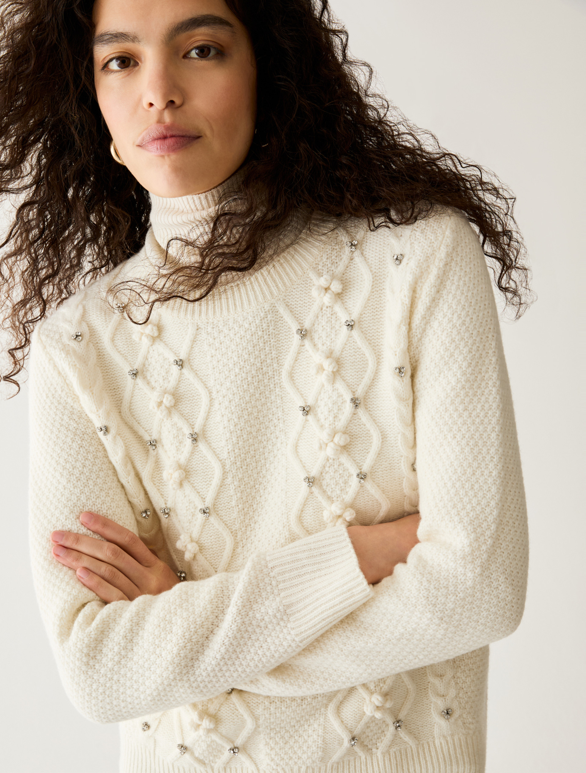 Diamond and Rhinestone Jumper - IVORY - Pennyblack - 4
