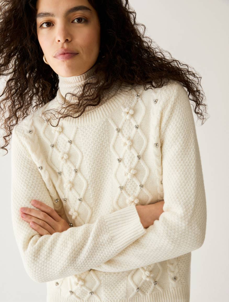 Diamond and Rhinestone Jumper - IVORY - Pennyblack - 4