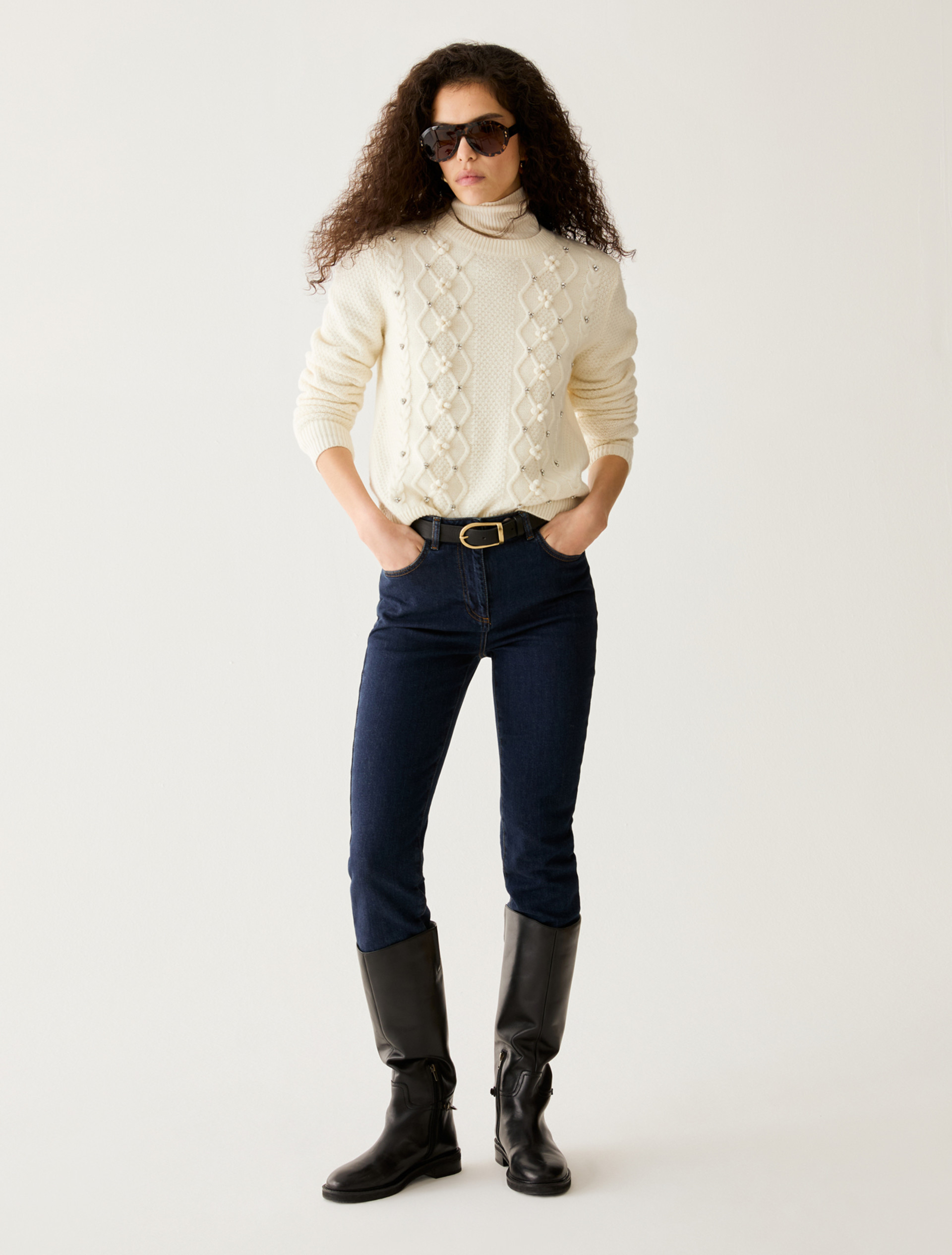 Diamond and Rhinestone Jumper - IVORY - Pennyblack - 5