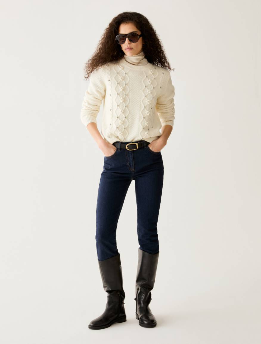 Diamond and Rhinestone Jumper - IVORY - Pennyblack - 5