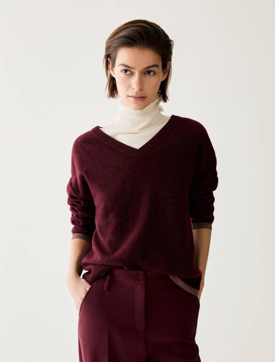 Micro-sequinned jumper - BORDEAUX - Pennyblack