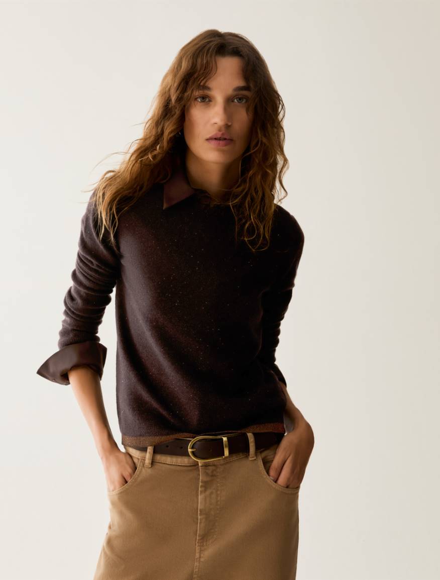 Micro-sequinned jumper - DARK BOWN - Pennyblack