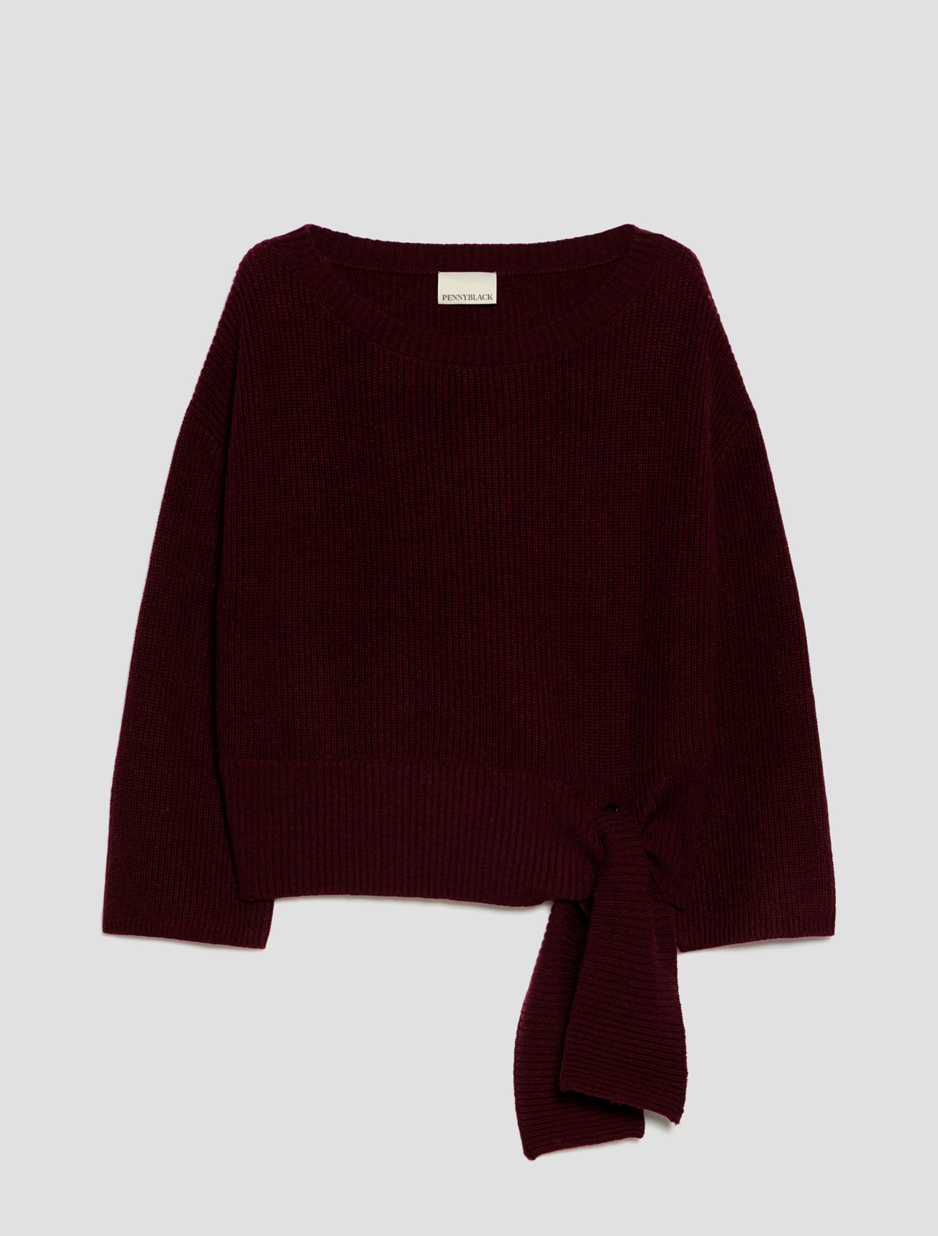 Knot-detail wool blend jumper - BORDEAUX - Pennyblack - 2
