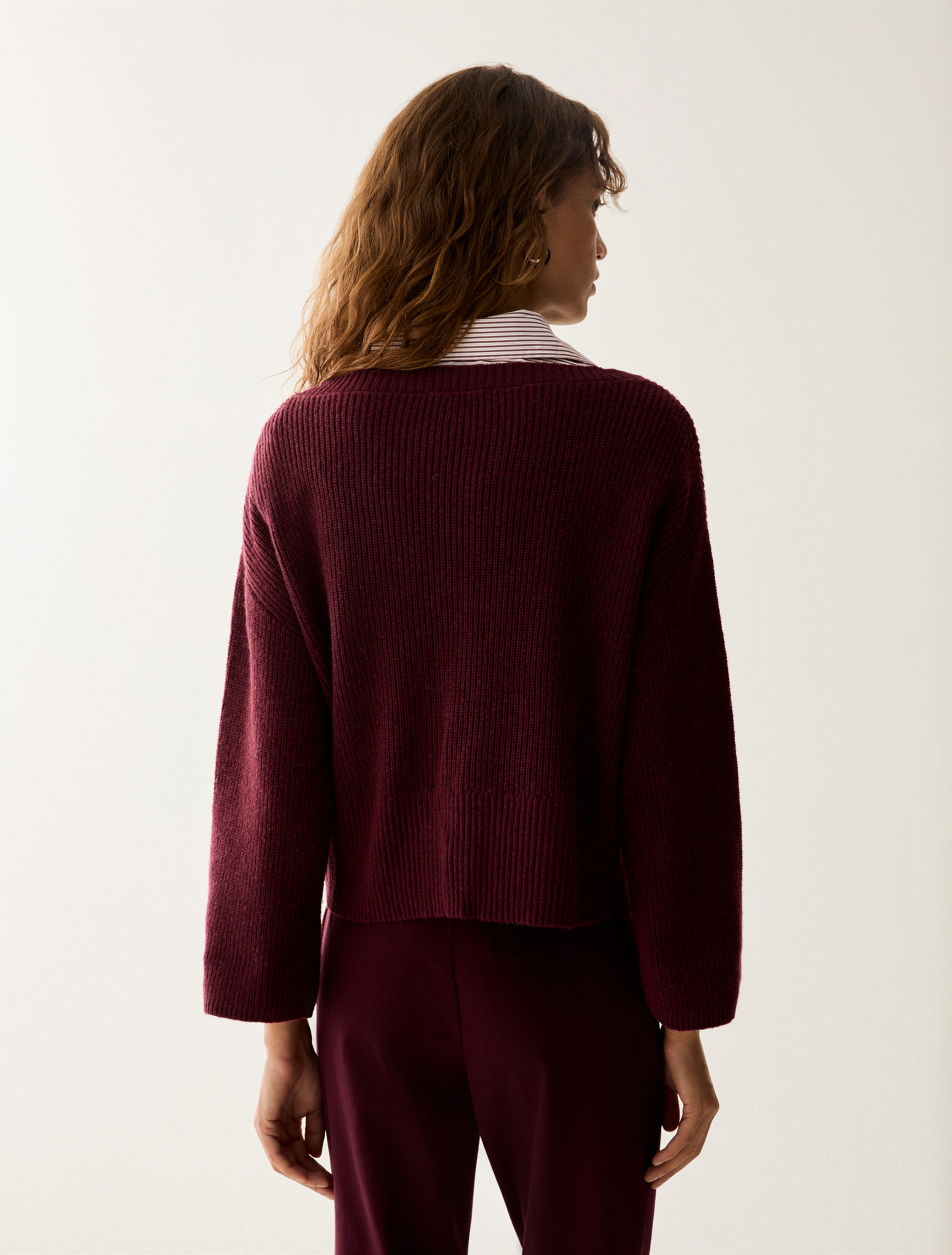 Knot-detail wool blend jumper - BORDEAUX - Pennyblack - 3