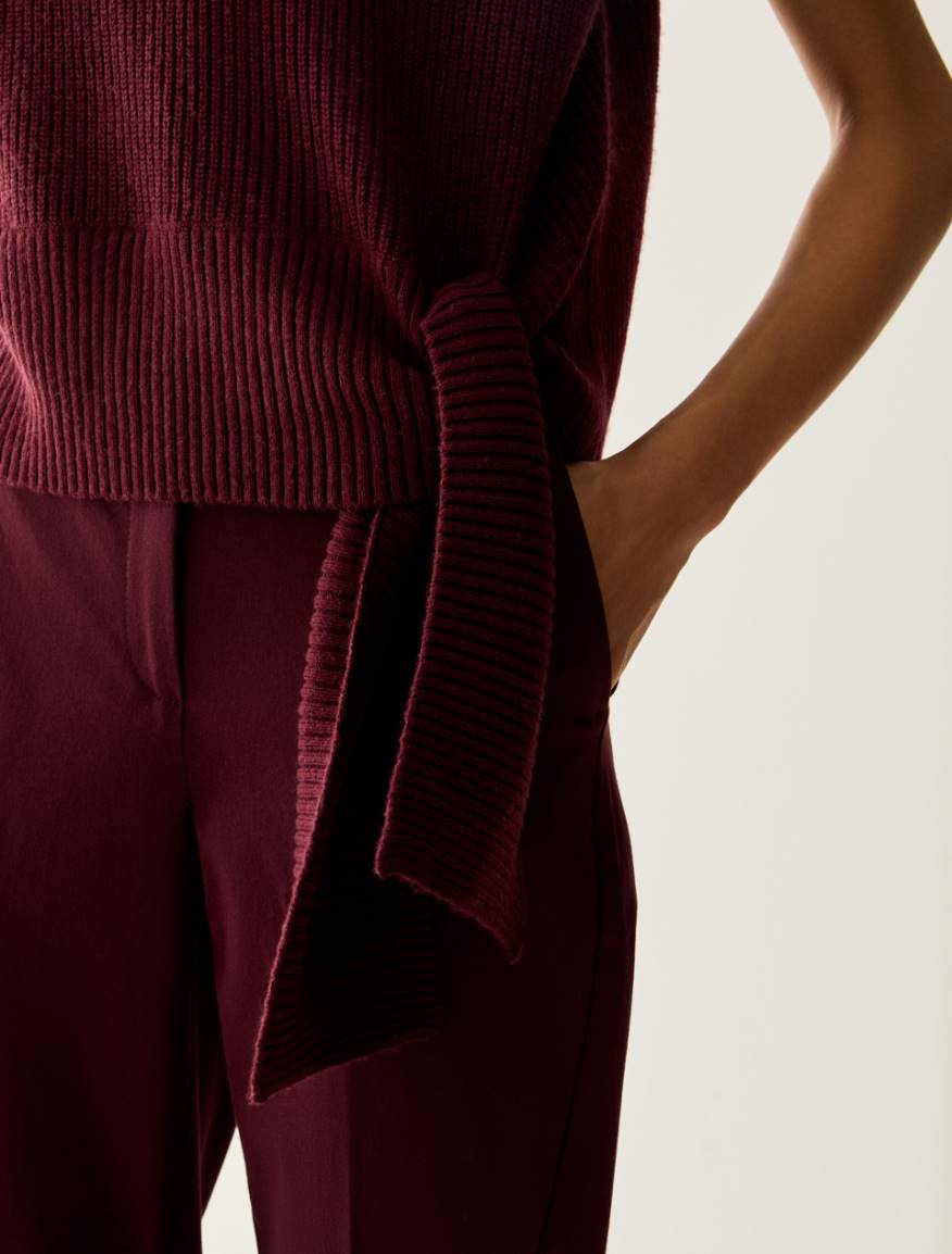 Knot-detail wool blend jumper - BORDEAUX - Pennyblack - 4
