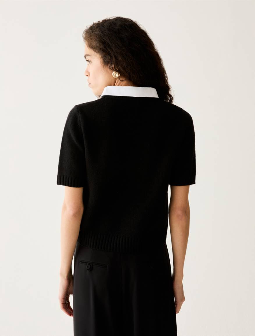 Embroidered-collar jumper - BLACK - Pennyblack - 3