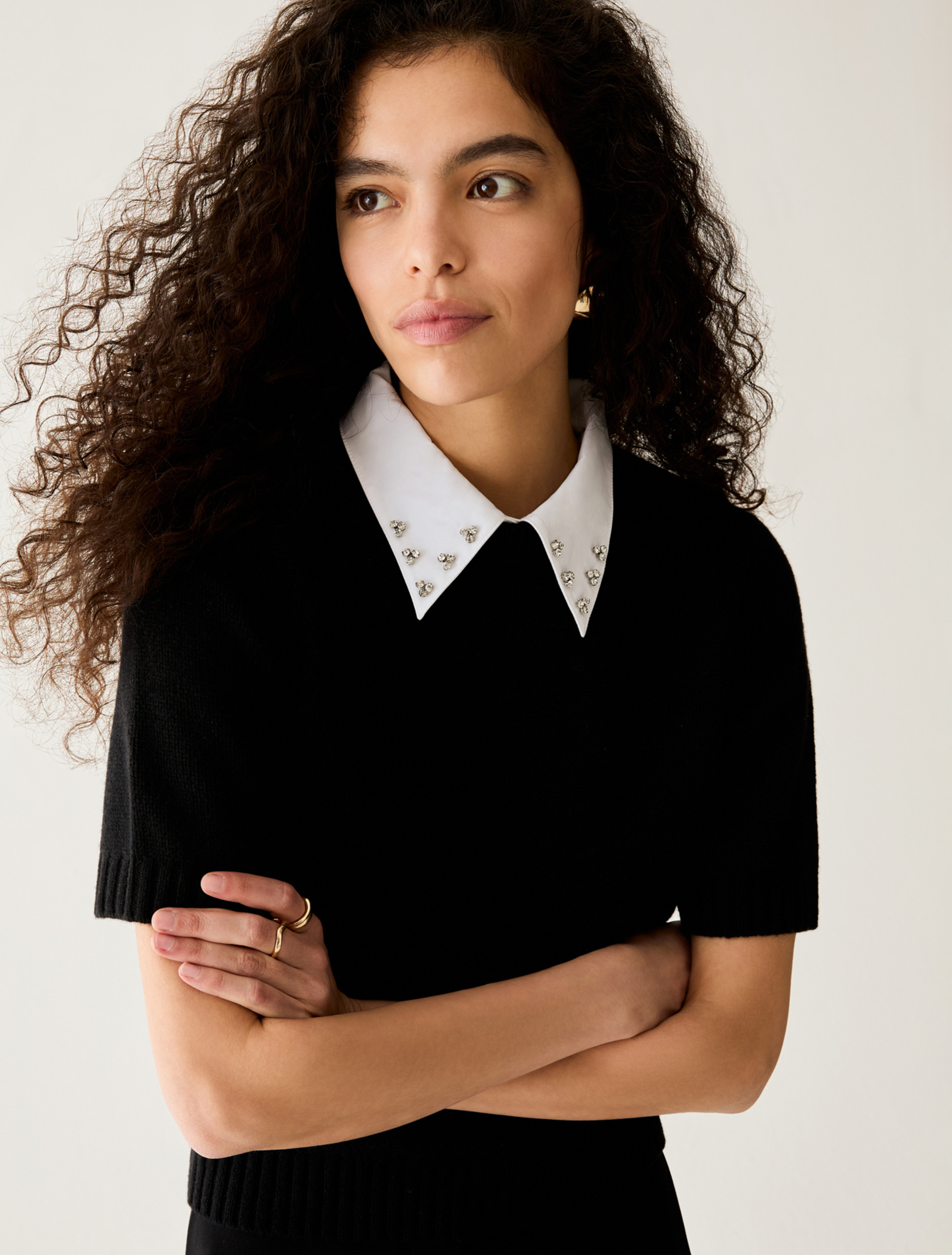 Embroidered-collar jumper - BLACK - Pennyblack - 4