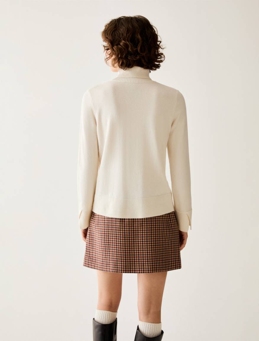 Wool-blend polo-neck jumper - WHITE - Pennyblack - 3