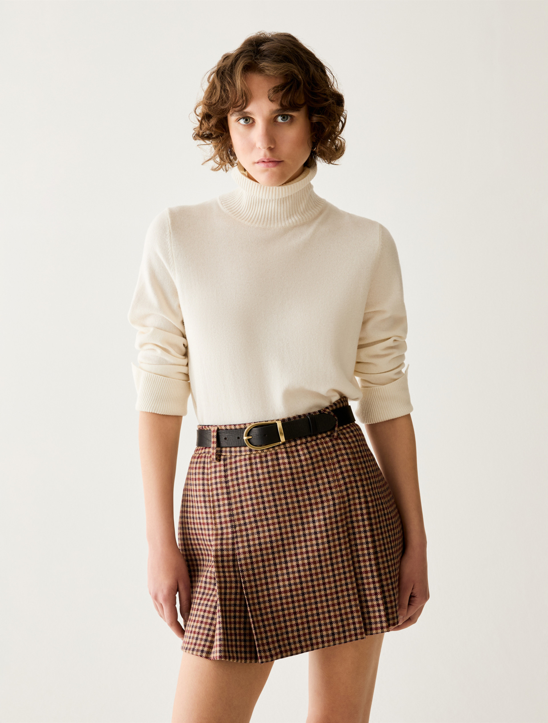 Wool-blend polo-neck jumper - WHITE - Pennyblack - 1