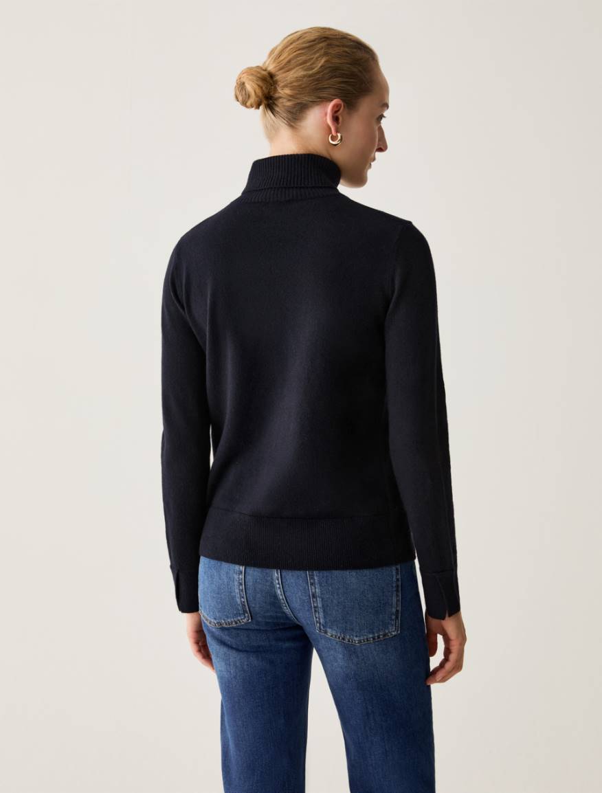 Wool-blend polo-neck jumper - BLACK - Pennyblack - 3
