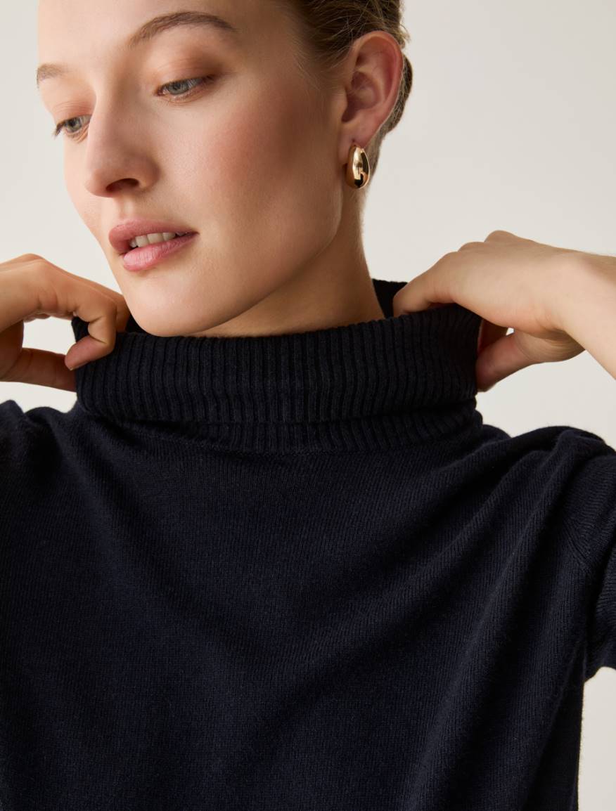 Wool-blend polo-neck jumper - BLACK - Pennyblack - 4