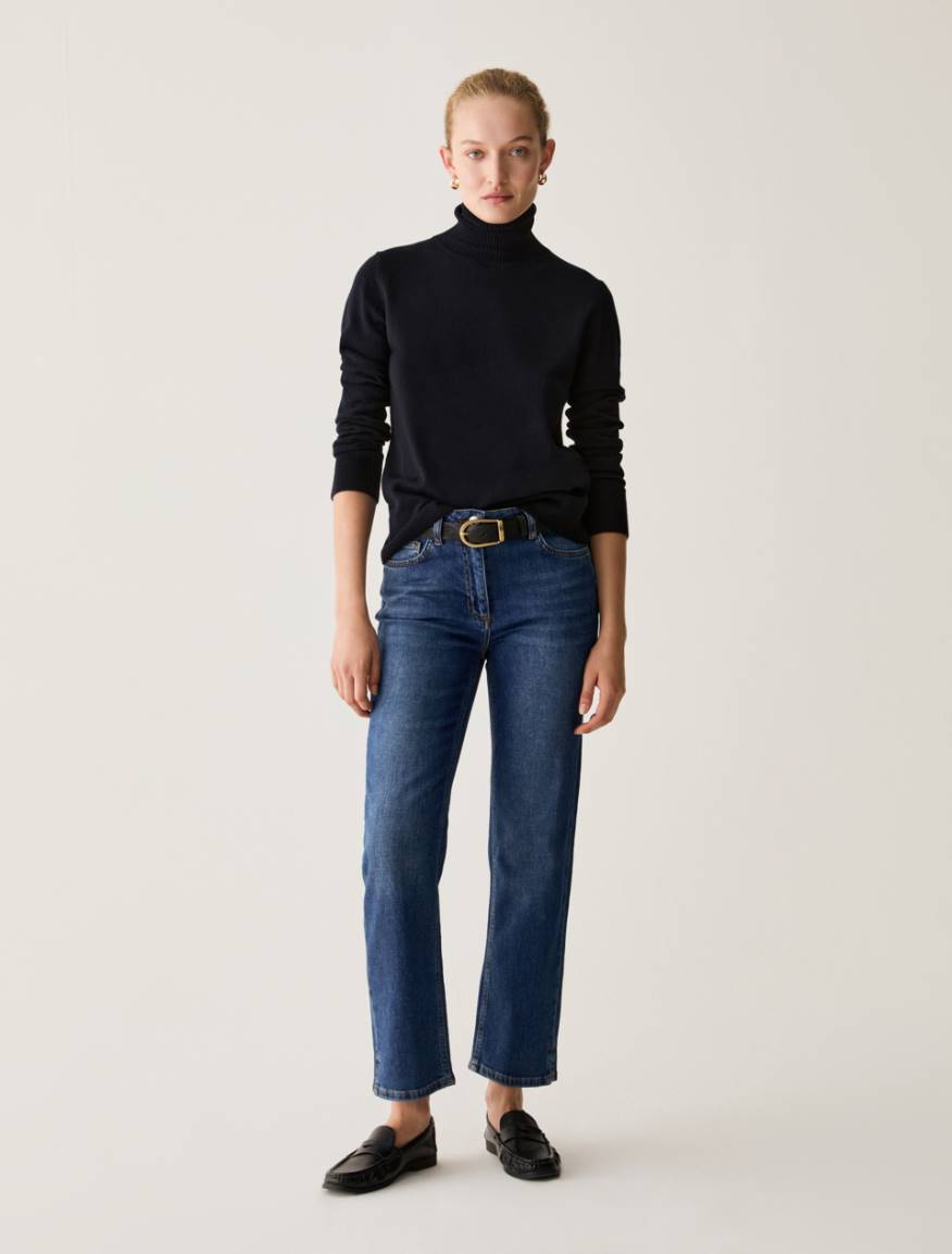 Wool-blend polo-neck jumper - BLACK - Pennyblack - 5
