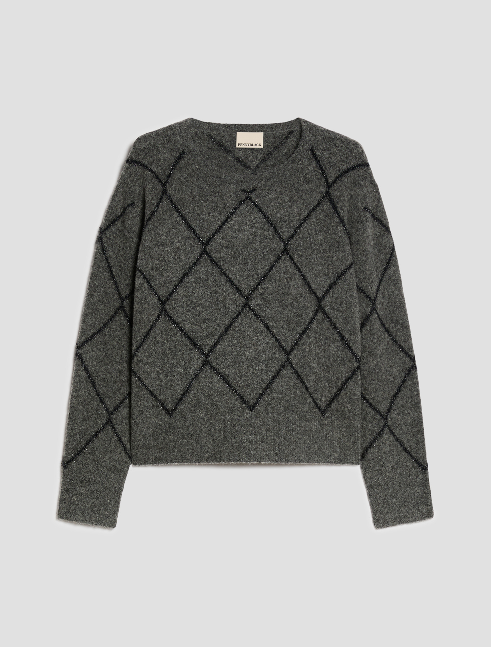 Lamé diamond-pattern jumper - GREY - Pennyblack - 2