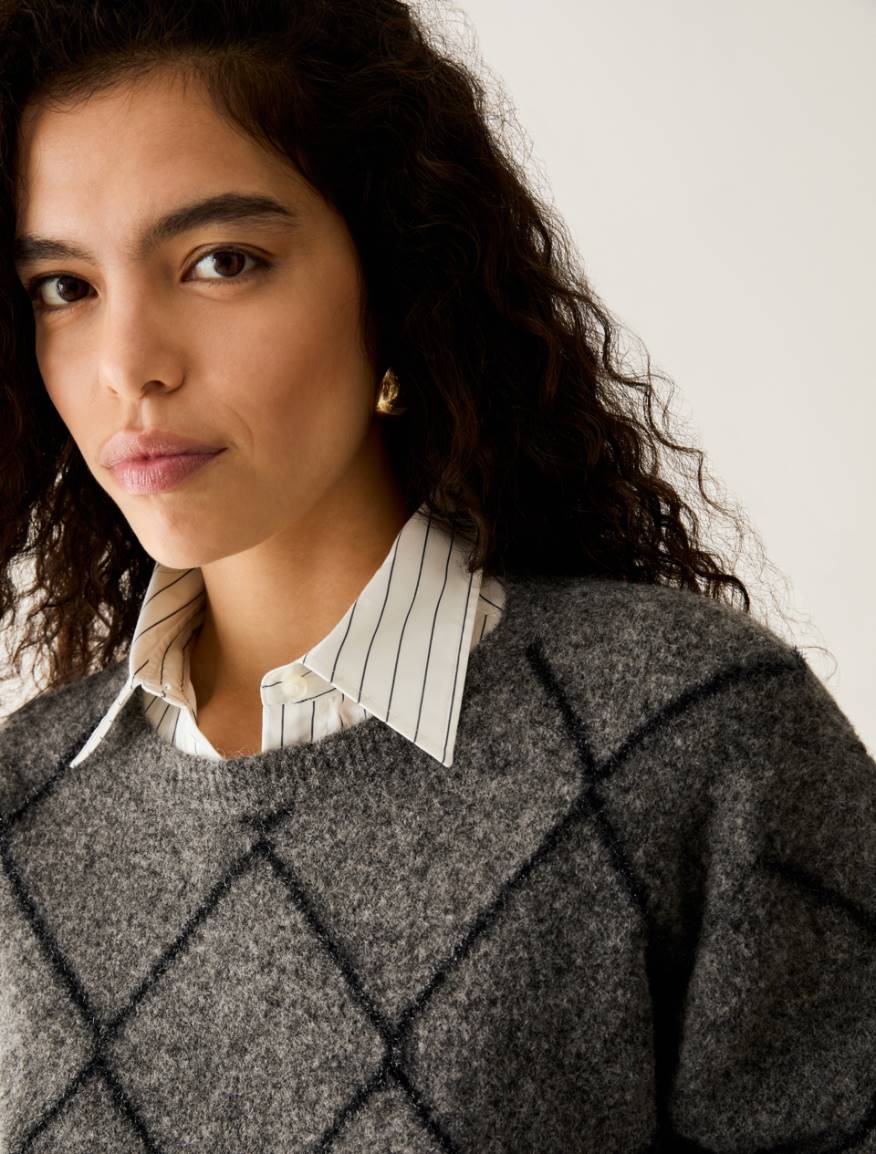 Lamé diamond-pattern jumper - GREY - Pennyblack - 4
