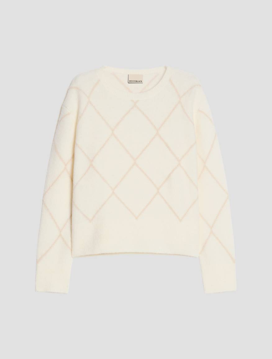 Lamé diamond-pattern jumper - WHITE - Pennyblack - 2