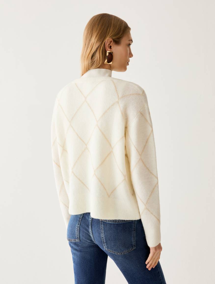 Lamé diamond-pattern jumper - WHITE - Pennyblack - 3