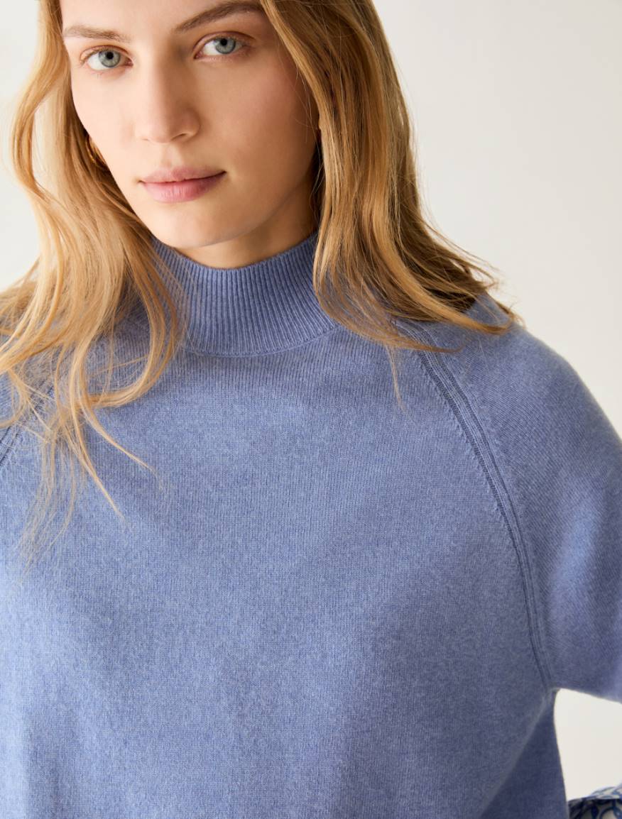 Boxy-cut wool blend jumper - LIGHT BLUE - Pennyblack - 4