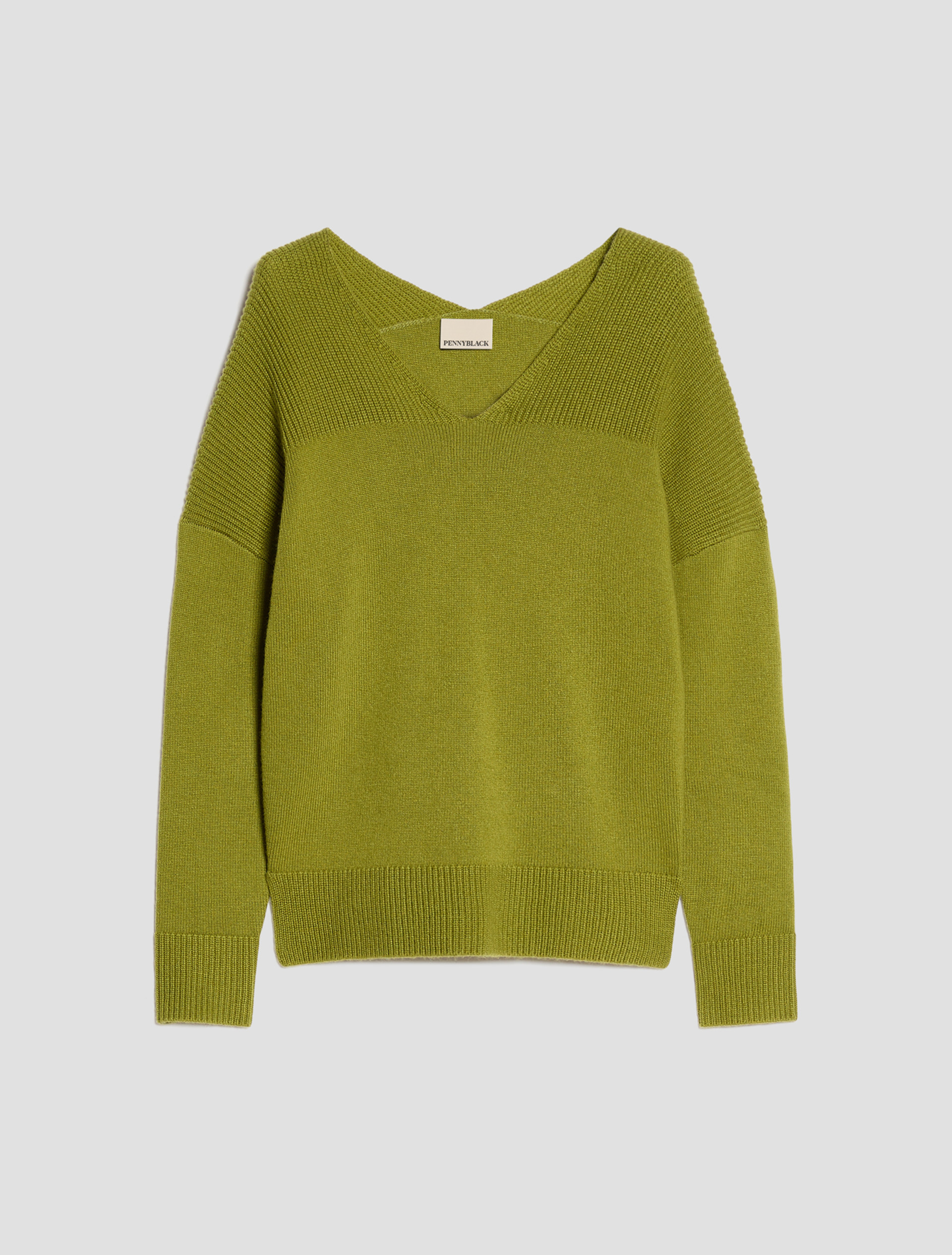 V neck wool blend jumper - PISTACHIO GREEN - Pennyblack - 2