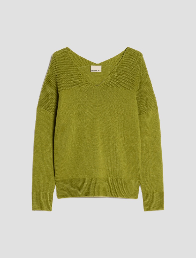 V neck wool blend jumper - Pennyblack - 2