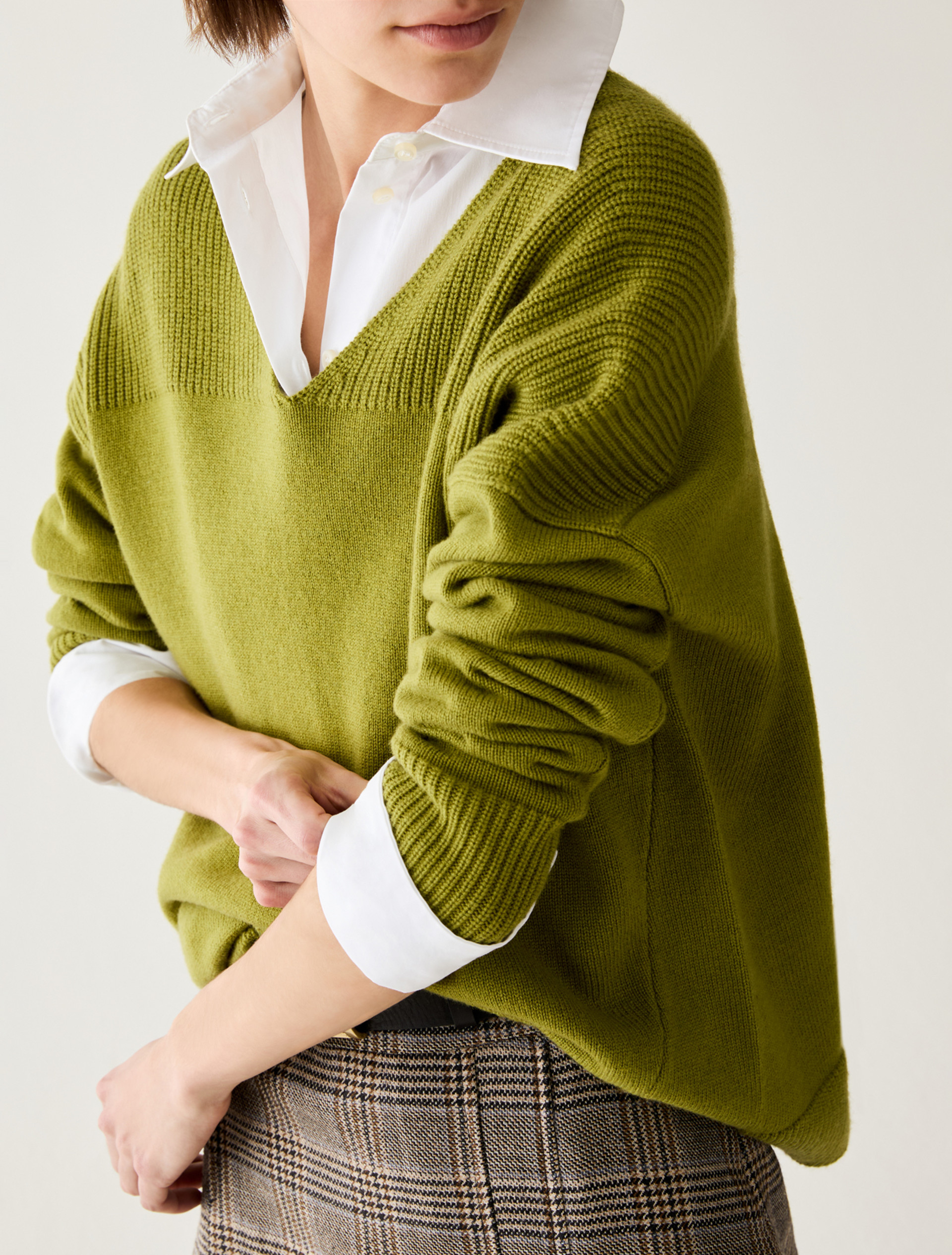 V neck wool blend jumper - PISTACHIO GREEN - Pennyblack - 4