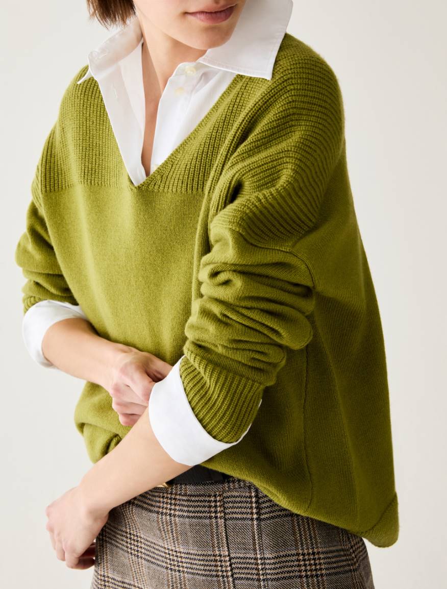 V neck wool blend jumper - PISTACHIO GREEN - Pennyblack - 4