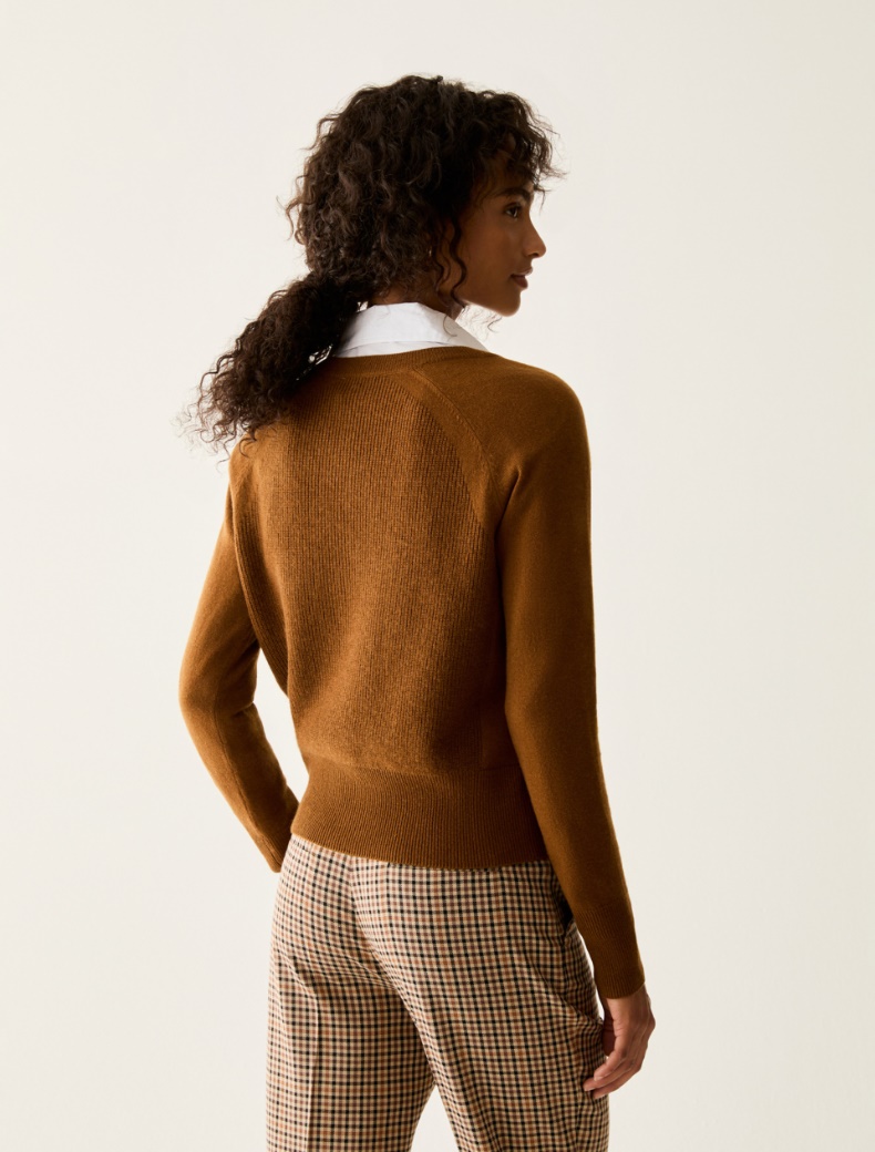 Mixed-stitch V neck jumper - Pennyblack - 3