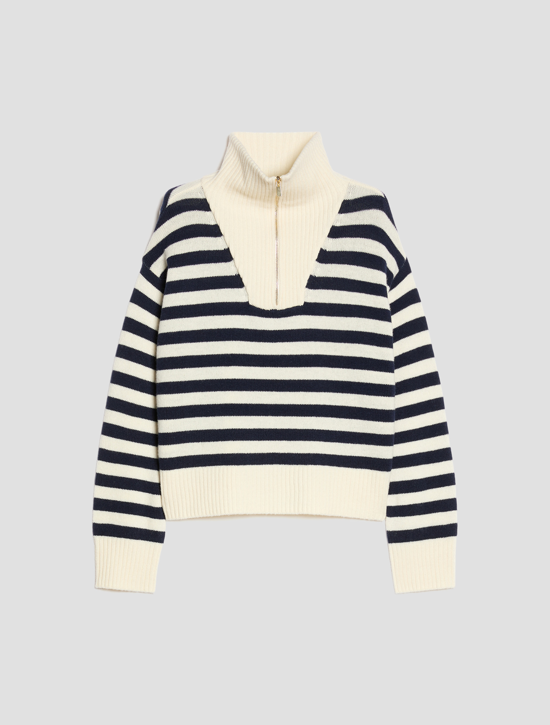 Zip-neck wool-blend jumper - WHITE - Pennyblack - 2
