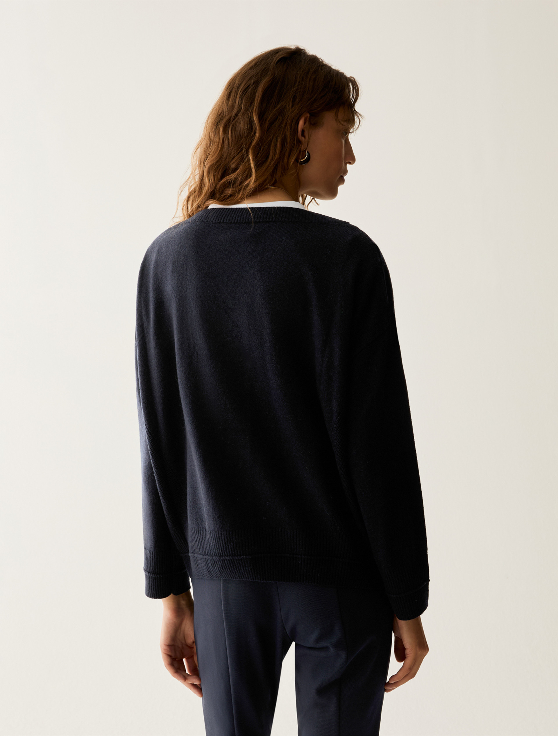Wide-fit wool and cashmere jumper - NAVY - Pennyblack - 3