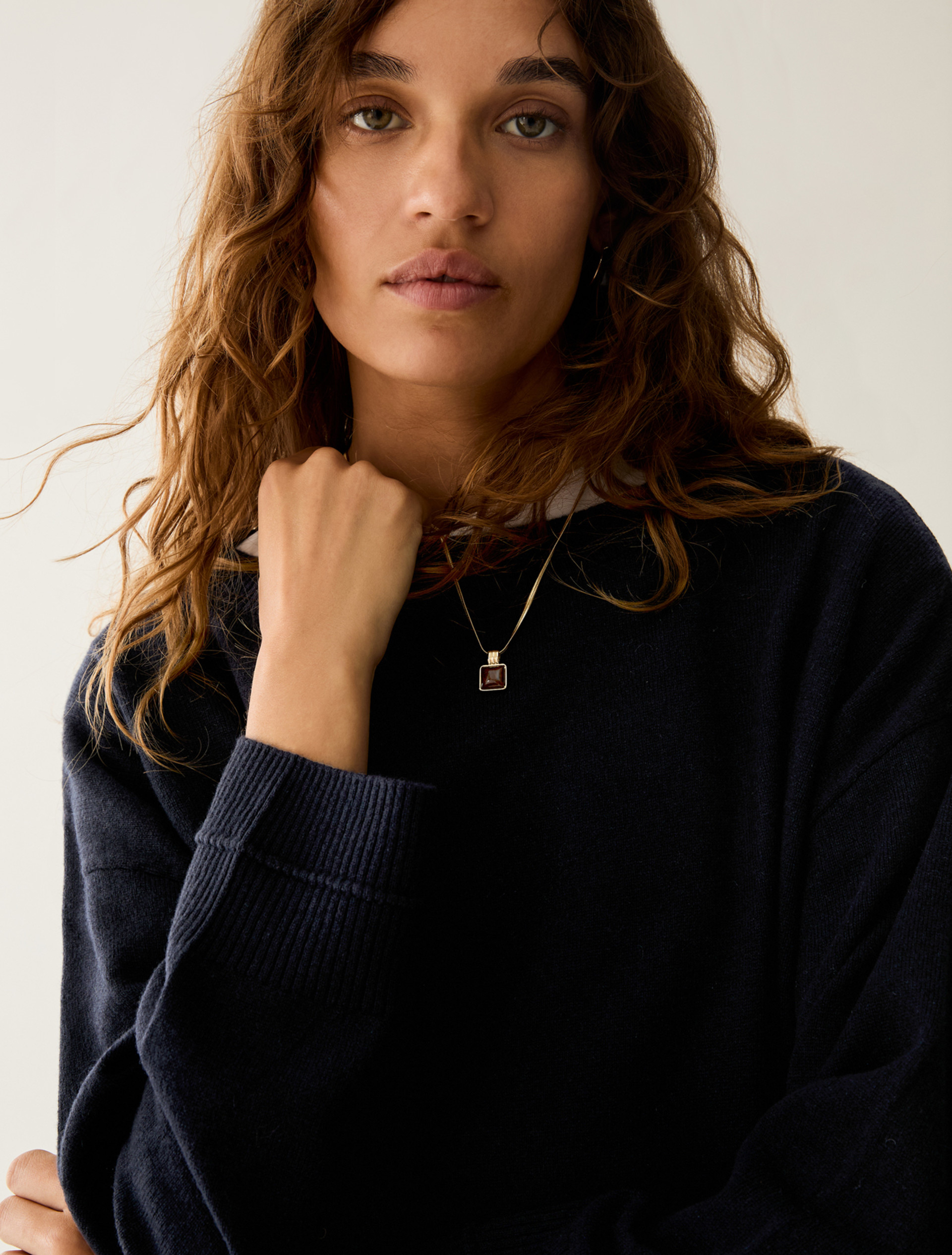 Wide-fit wool and cashmere jumper - NAVY - Pennyblack - 4