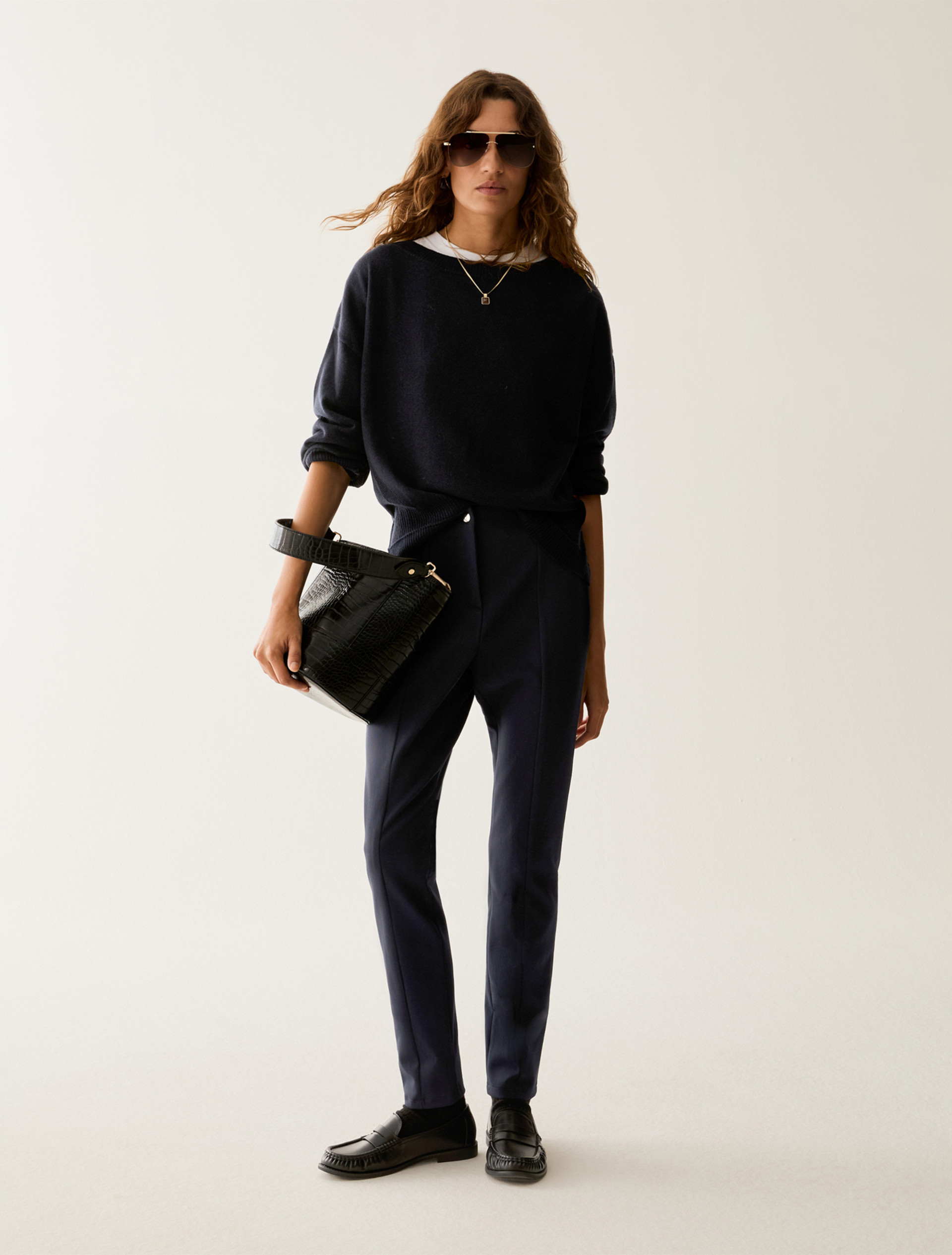 Wide-fit wool and cashmere jumper - NAVY - Pennyblack - 5