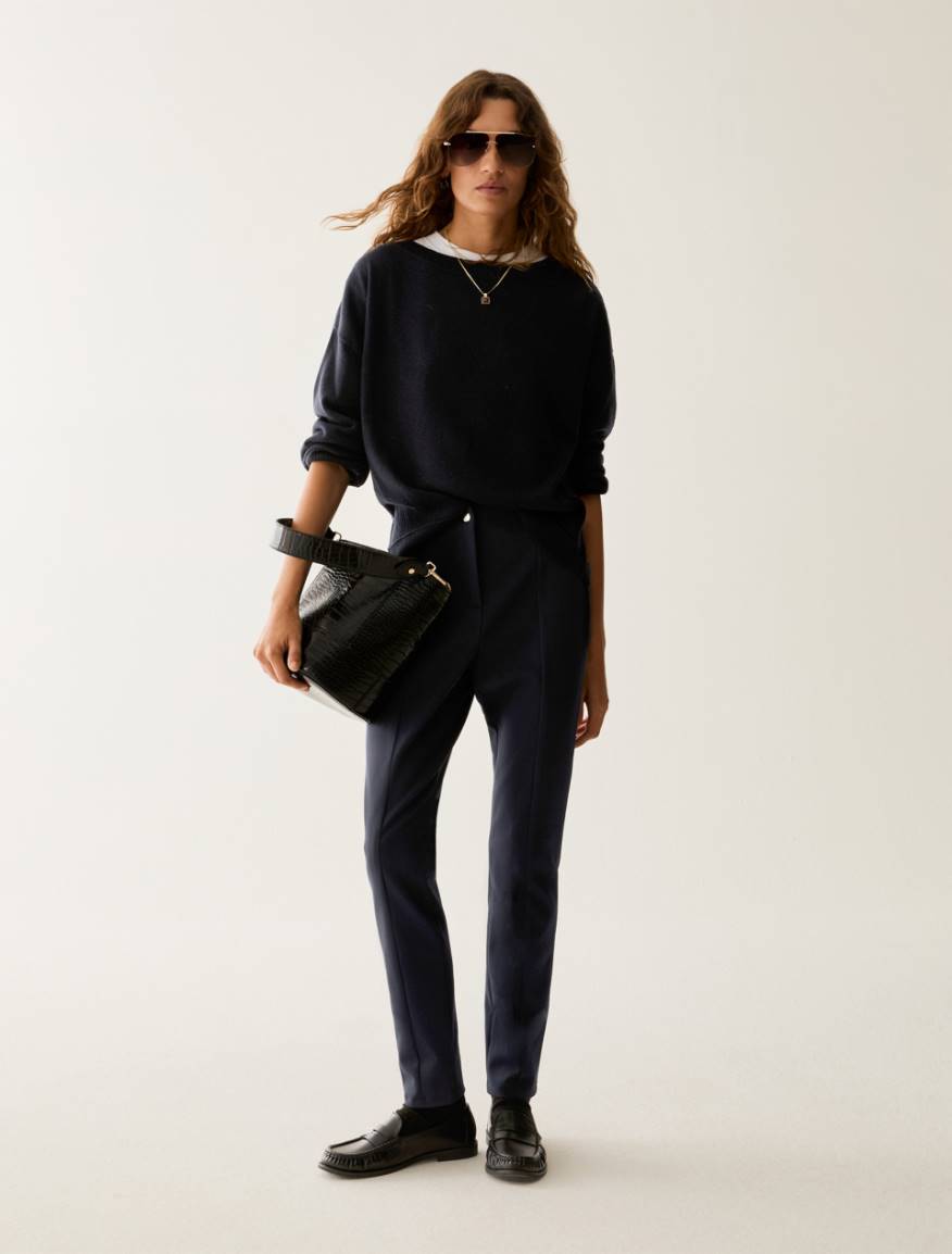 Wide-fit wool and cashmere jumper - NAVY - Pennyblack - 5