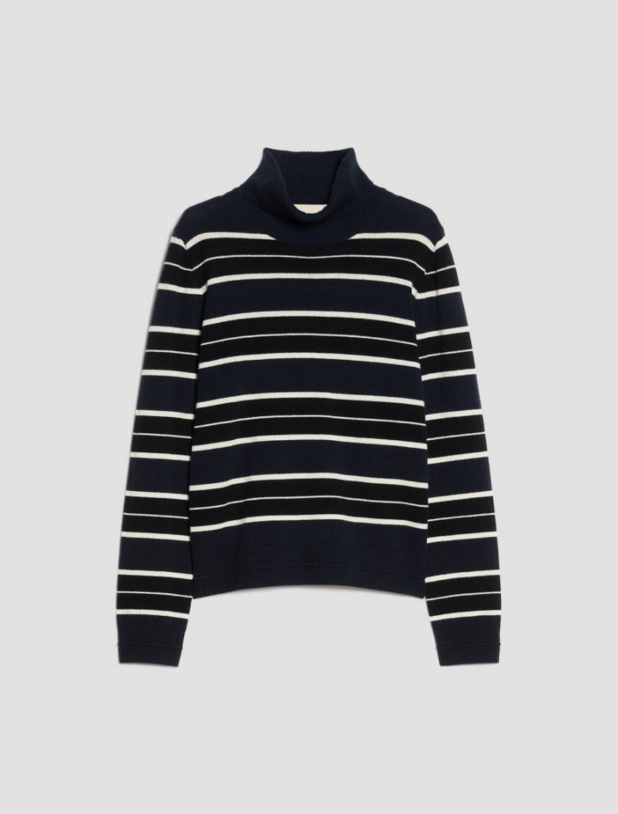 Wool/cashmere polo-neck jumper - NAVY - Pennyblack - 2