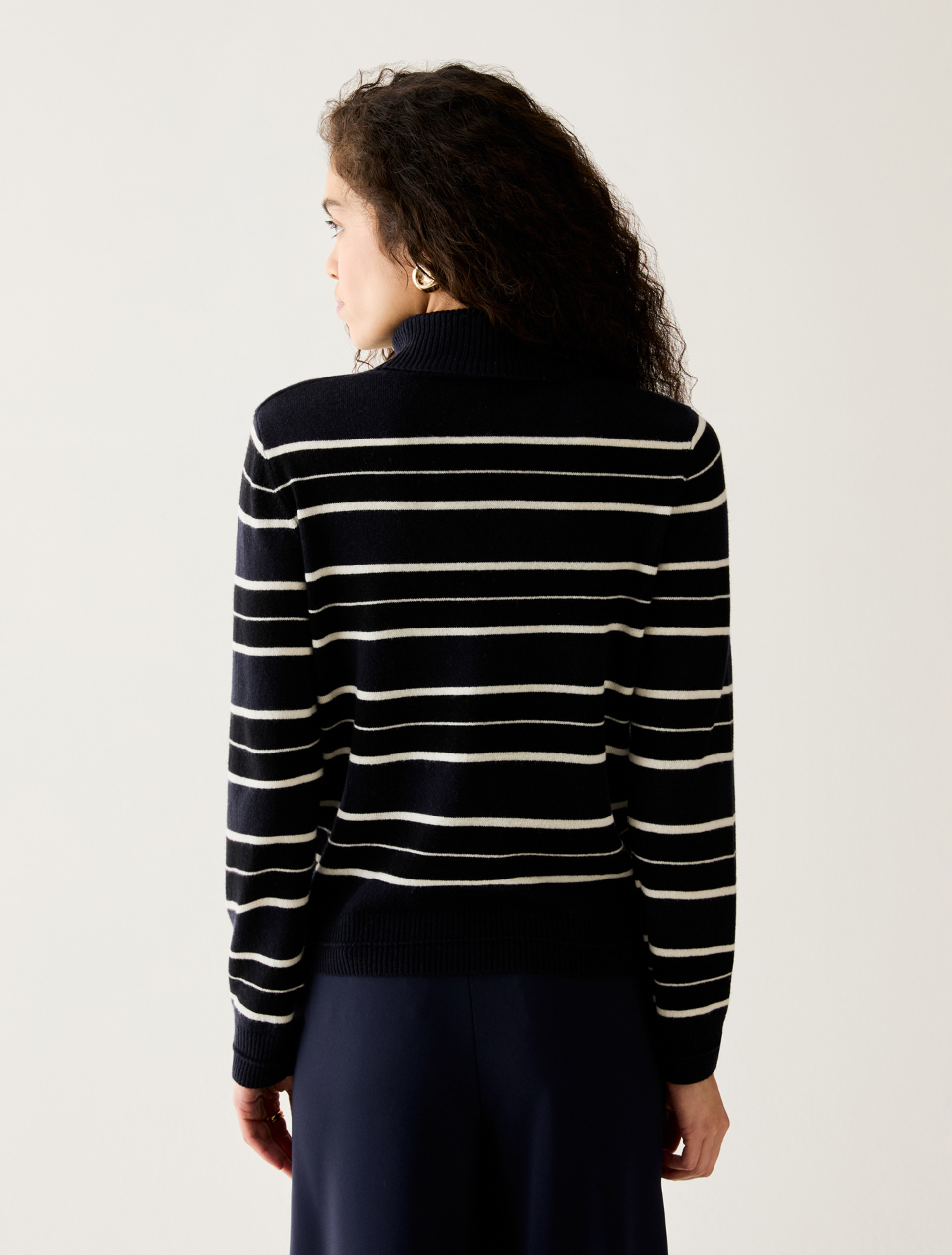Wool/cashmere polo-neck jumper - NAVY - Pennyblack - 3