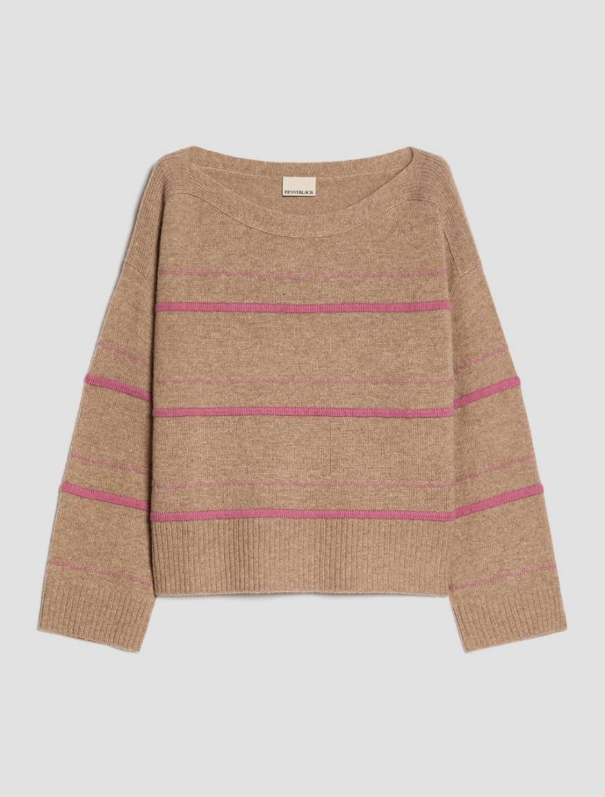 Raised-stripe jumper - CAMEL - Pennyblack - 2