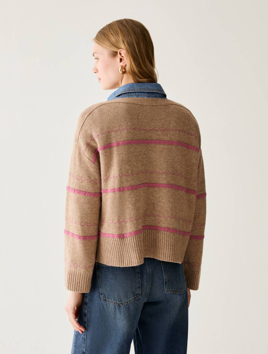 Raised-stripe jumper - CAMEL - Pennyblack - 3
