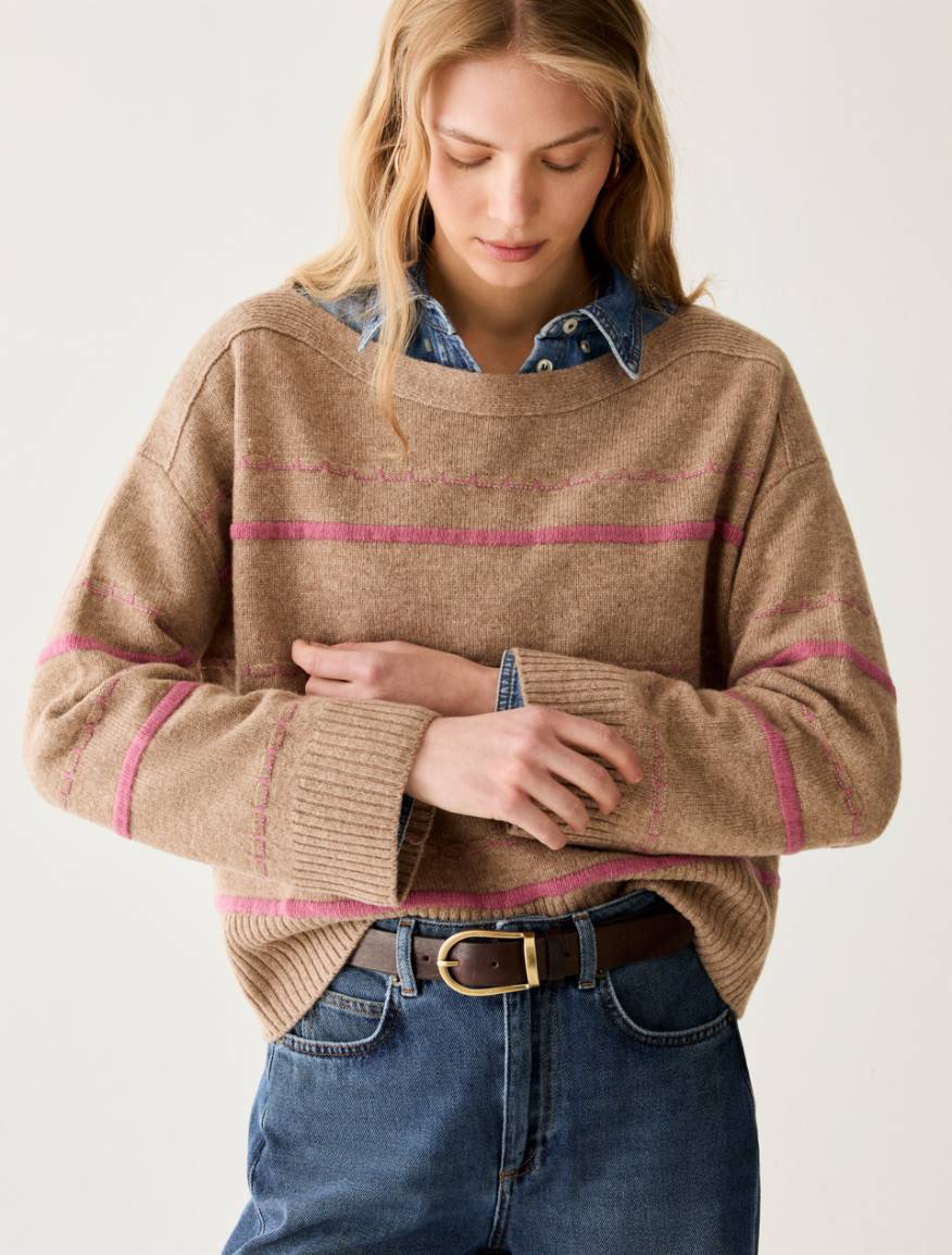 Raised-stripe jumper - CAMEL - Pennyblack - 4