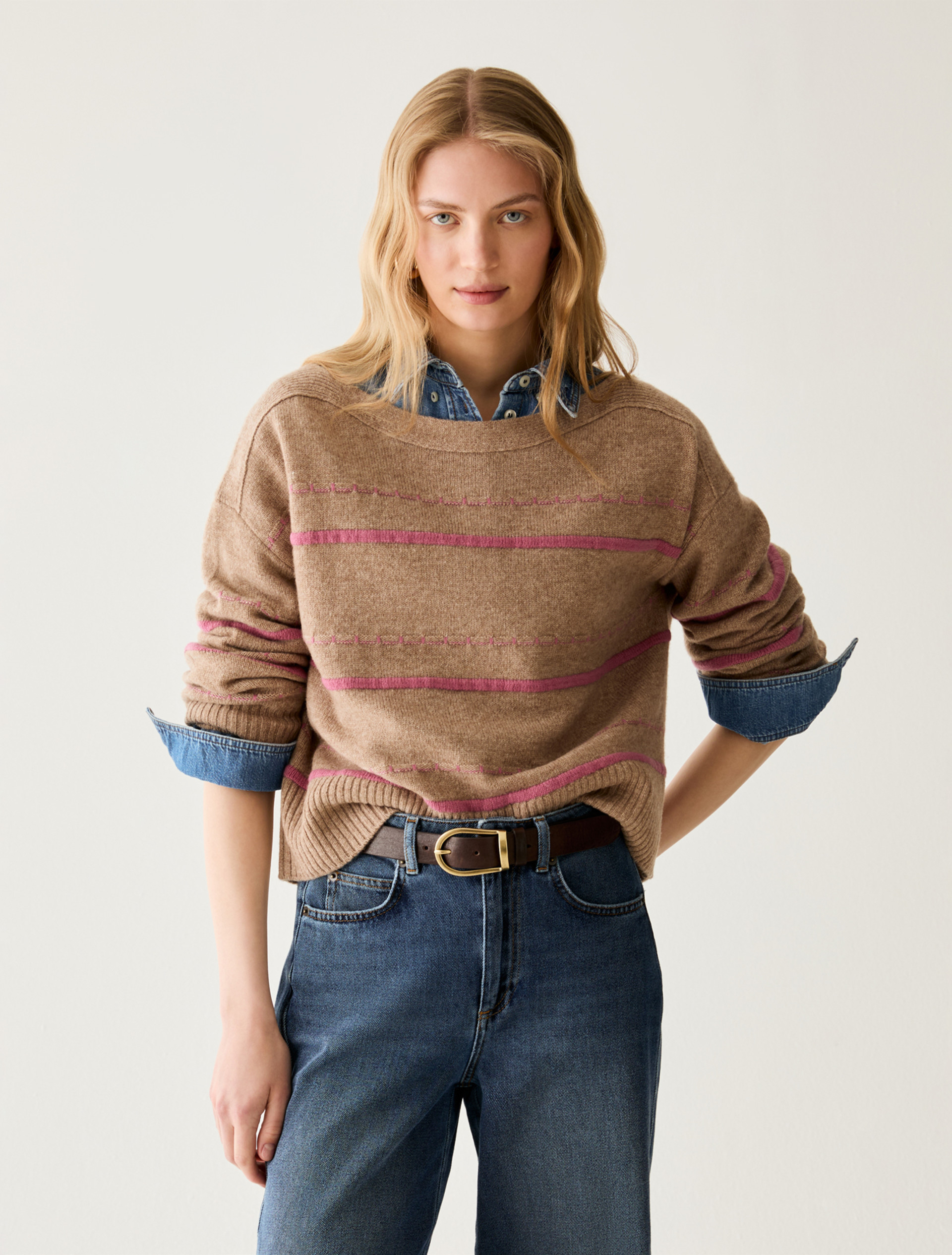 Raised-stripe jumper - CAMEL - Pennyblack - 1