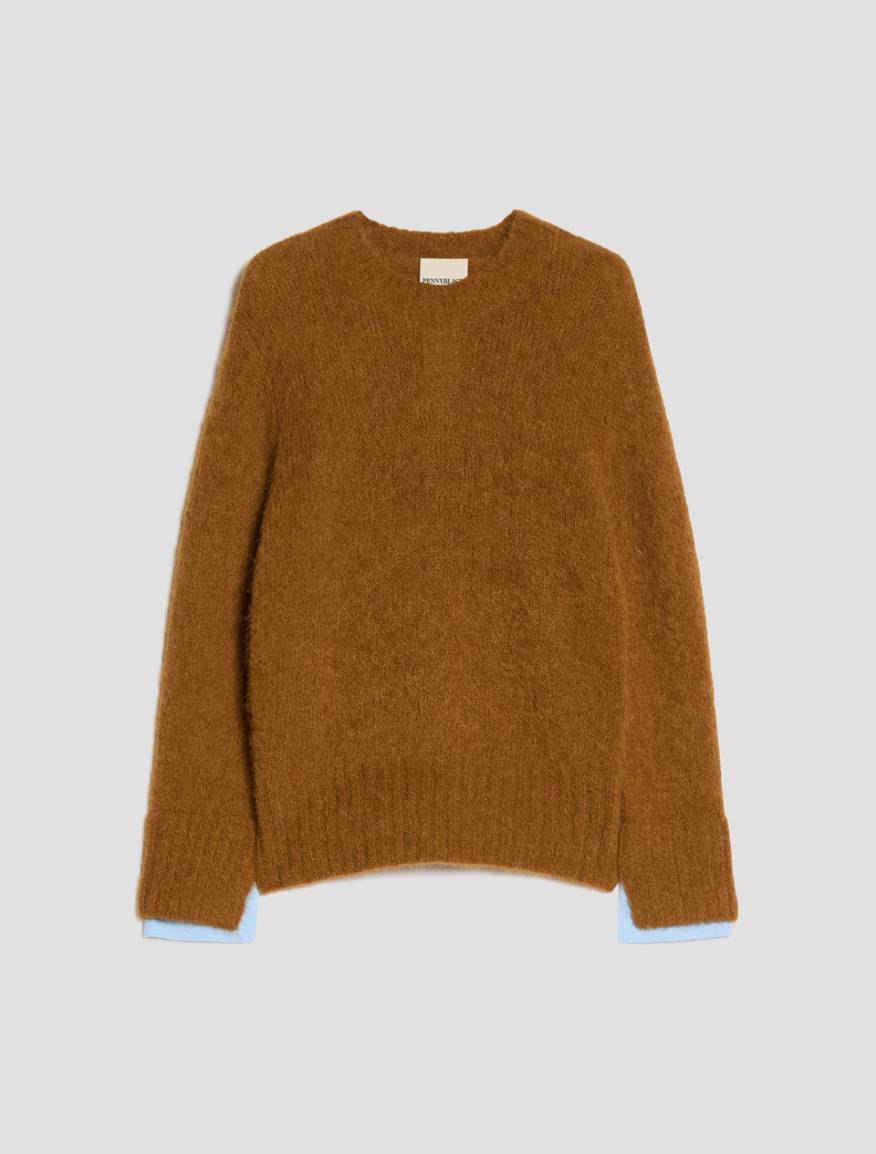 Alpaca-blend crew-neck jumper - TOBACCO BROWN - Pennyblack - 2