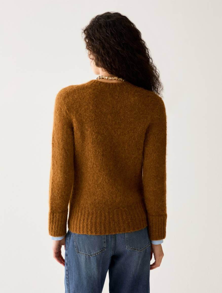 Alpaca-blend crew-neck jumper - TOBACCO BROWN - Pennyblack - 3