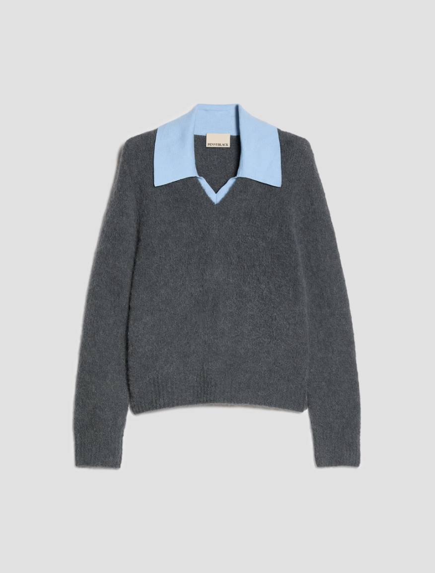 Slim alpaca-blend jumper - GREY - Pennyblack - 2