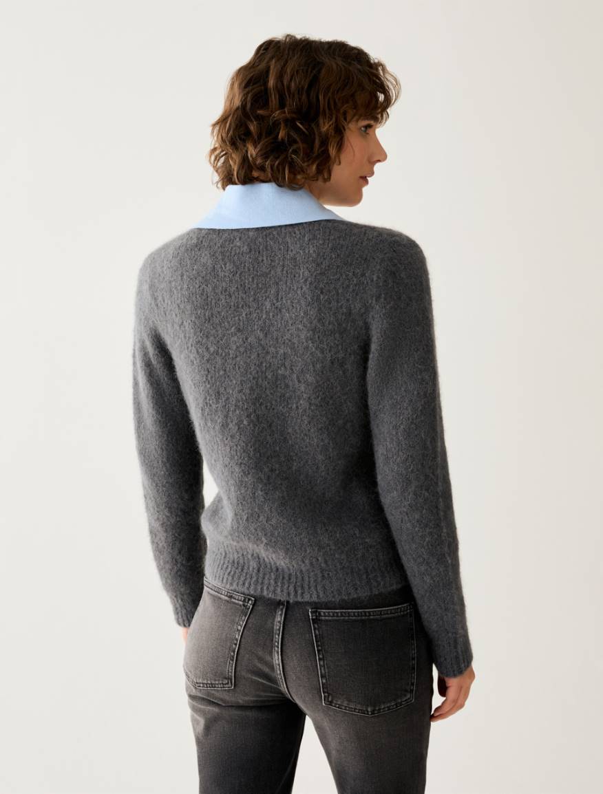 Slim alpaca-blend jumper - GREY - Pennyblack - 3