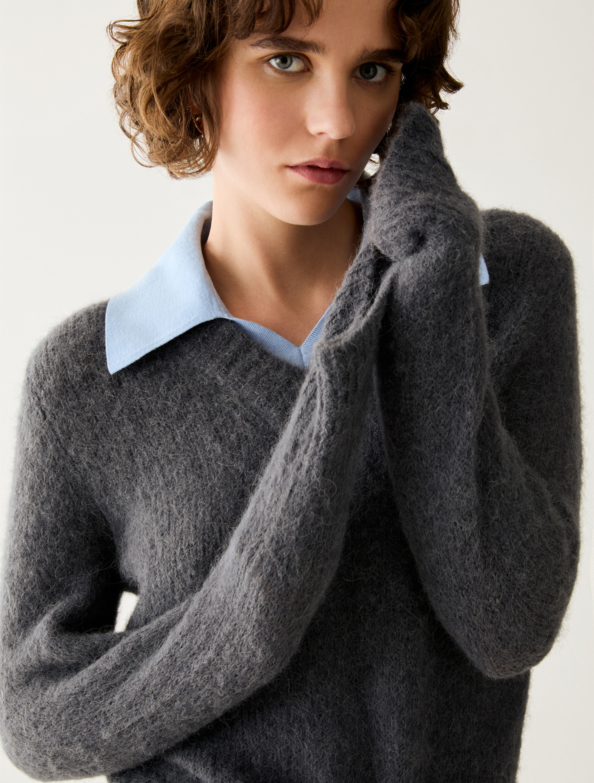 Slim alpaca-blend jumper - GREY - Pennyblack - 4