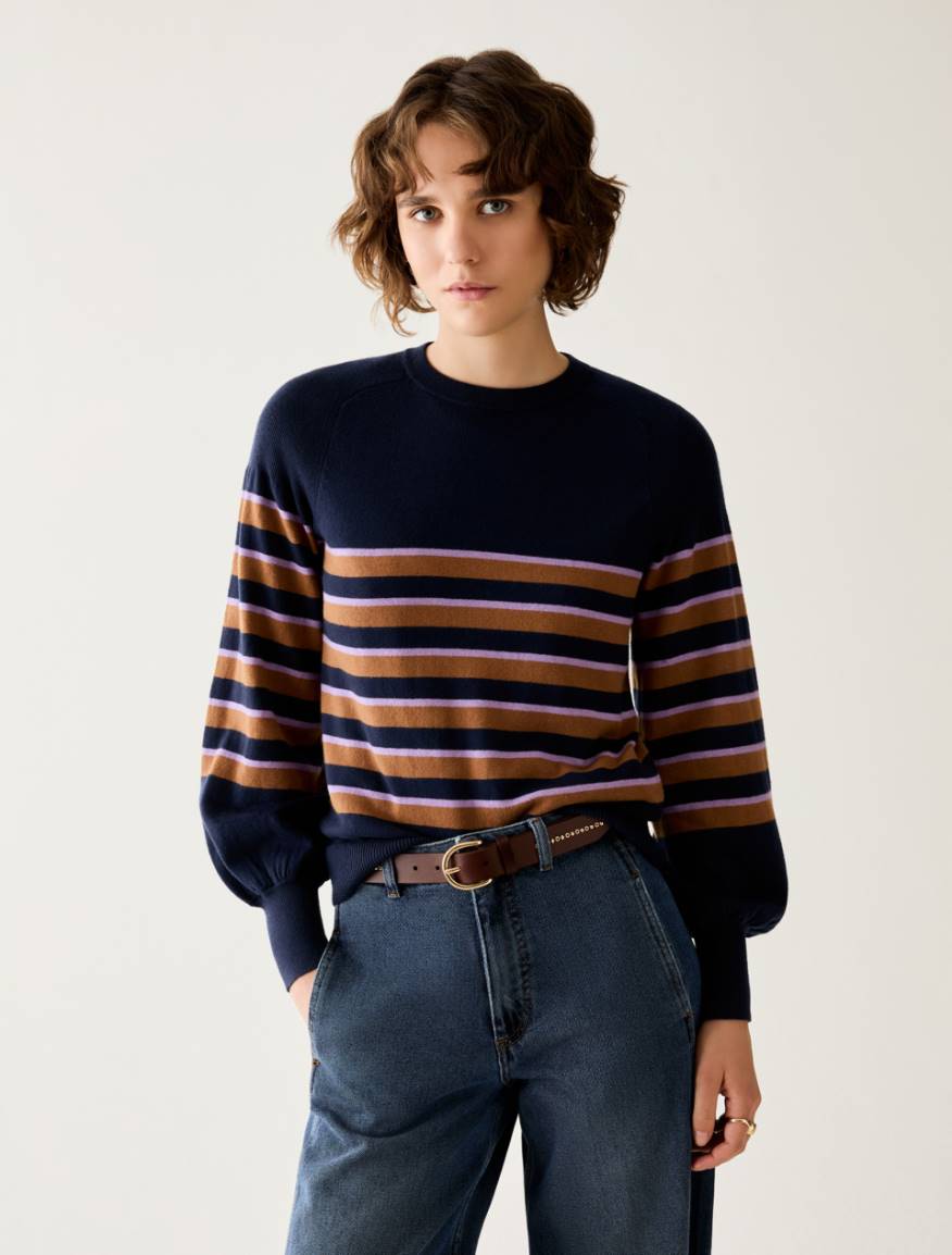 Cotton and cashmere jumper - NAVY - Pennyblack
