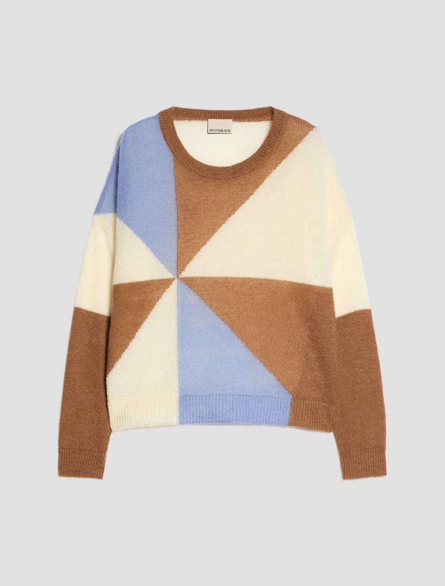 Intarsia mohair-blend jumper - LIGHT BLUE - Pennyblack - 2