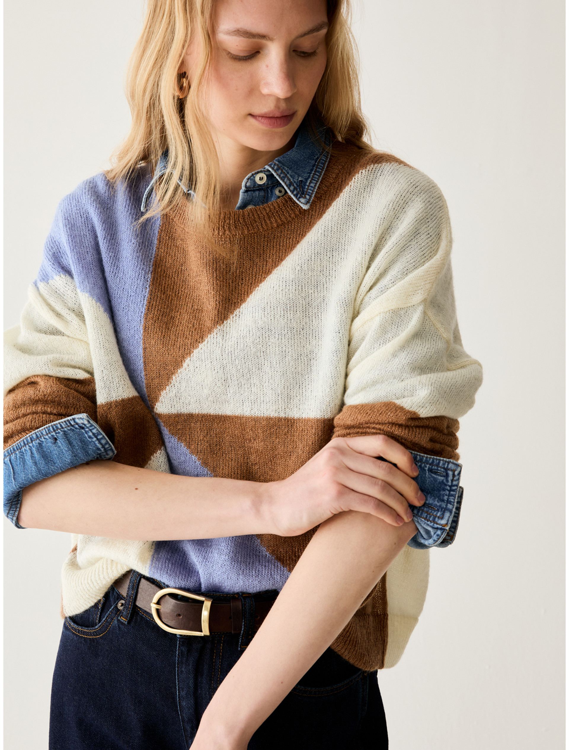 Intarsia mohair-blend jumper - LIGHT BLUE - Pennyblack - 4